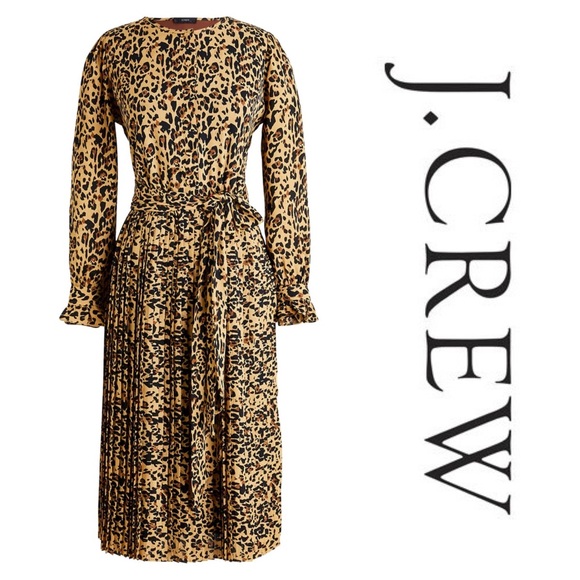 pleated leopard dress